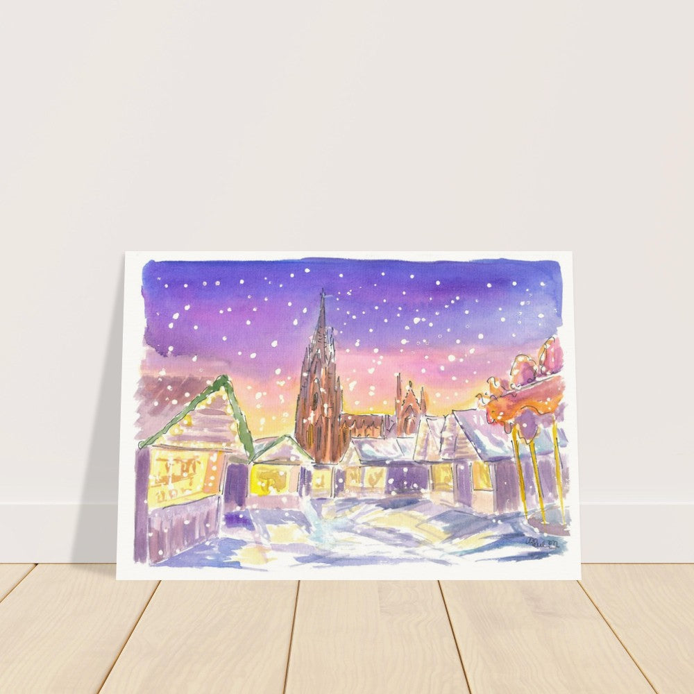 Cologne Germany Winter Scene with Cathedral and XMAS Market - Limited Edition Fine Art Print - Original Painting available