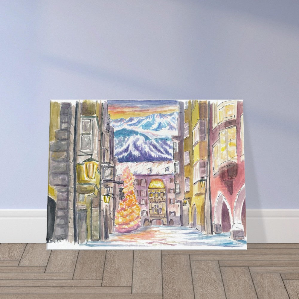 Innsbruck Winter Romance Times with Golden Roof - Limited Edition Fine Art Print - Original Painting available