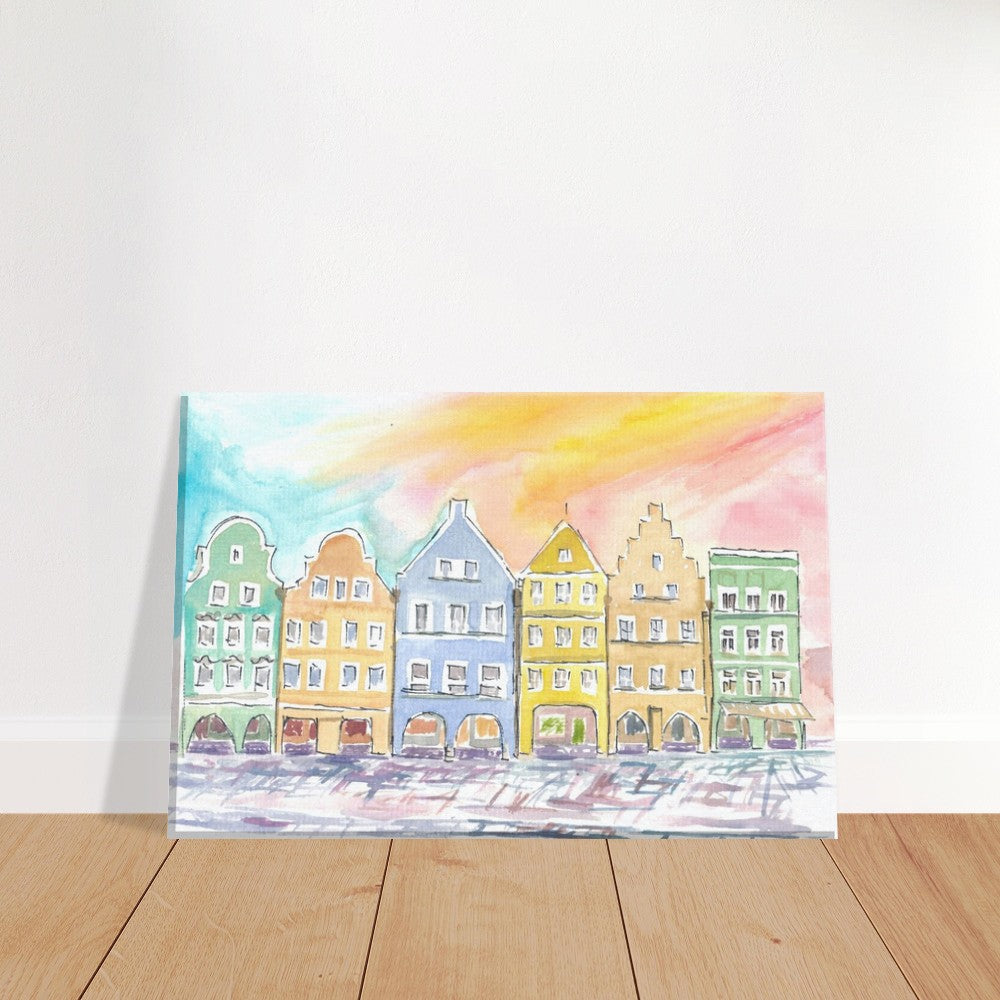 Typical Bavarian Colorful Gothic Old Town Houses - Limited Edition Fine Art Print - Original Painting available