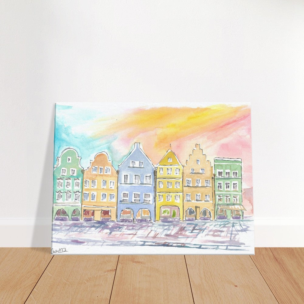 Typical Bavarian Colorful Gothic Old Town Houses - Limited Edition Fine Art Print - Original Painting available