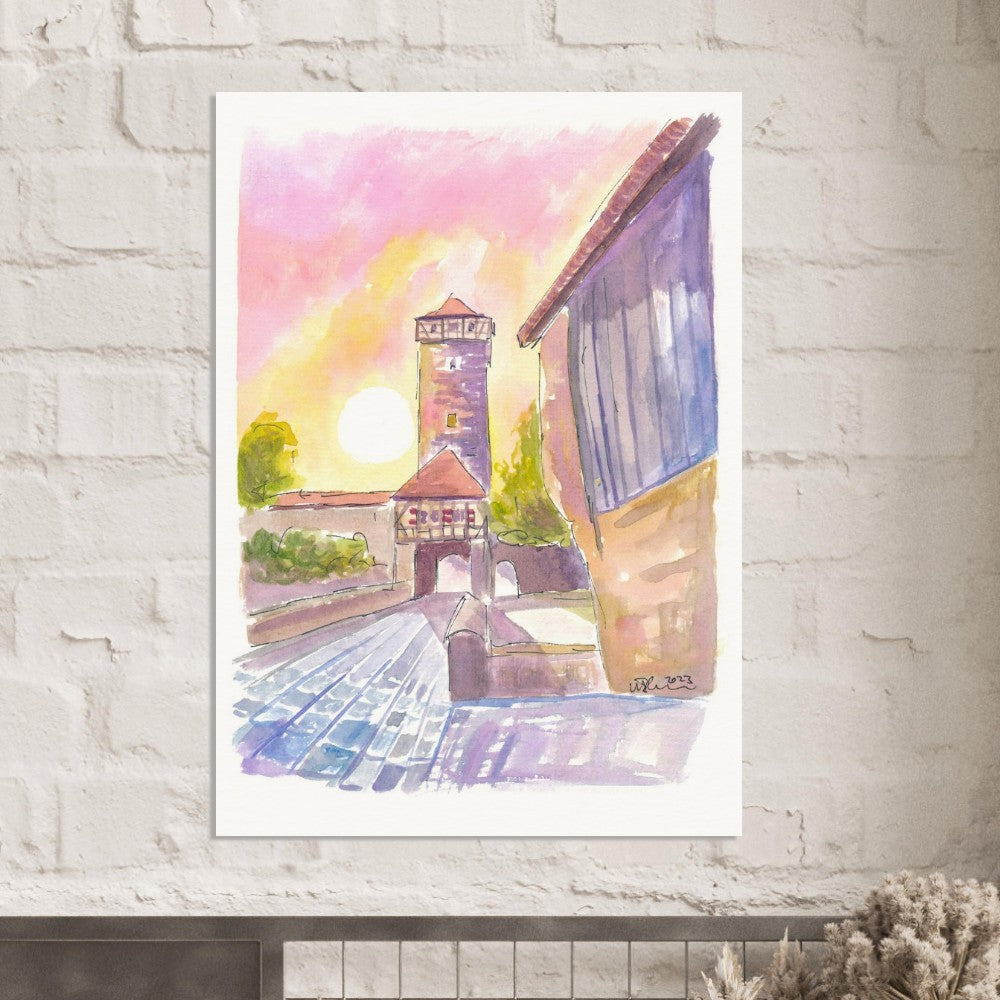 Röder Gate Rothenburg ob der Tauber at Sunset - Limited Edition Fine Art Print - Original Painting available
