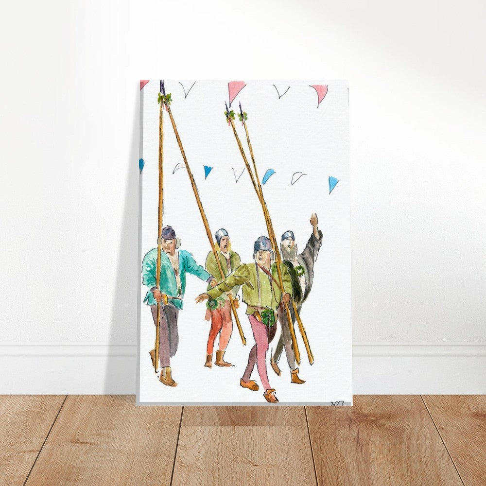 Traveling Mercenaries singing in Landshut Wedding Procession - Limited Edition Fine Art Print - Original Painting available