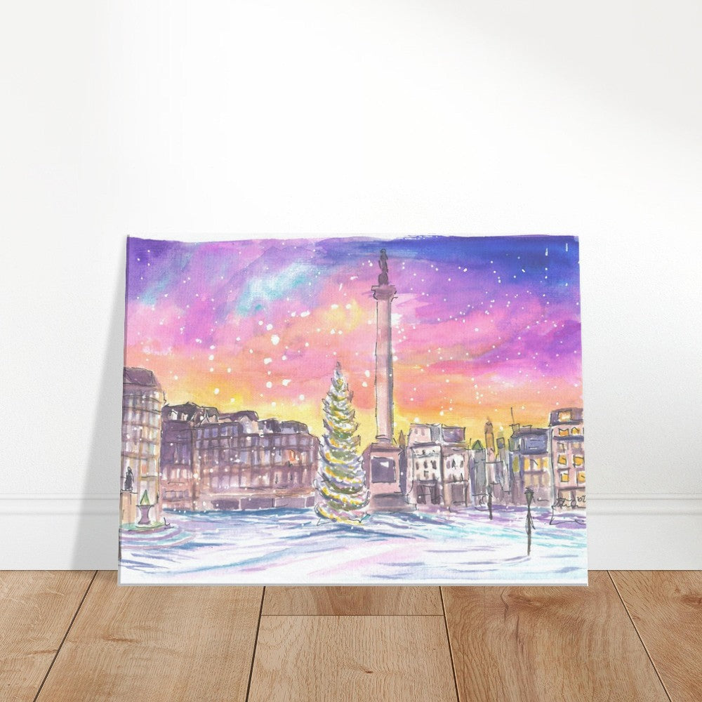 London Trafalgar Square Nelson with Snow at Night - Limited Edition Fine Art Print -