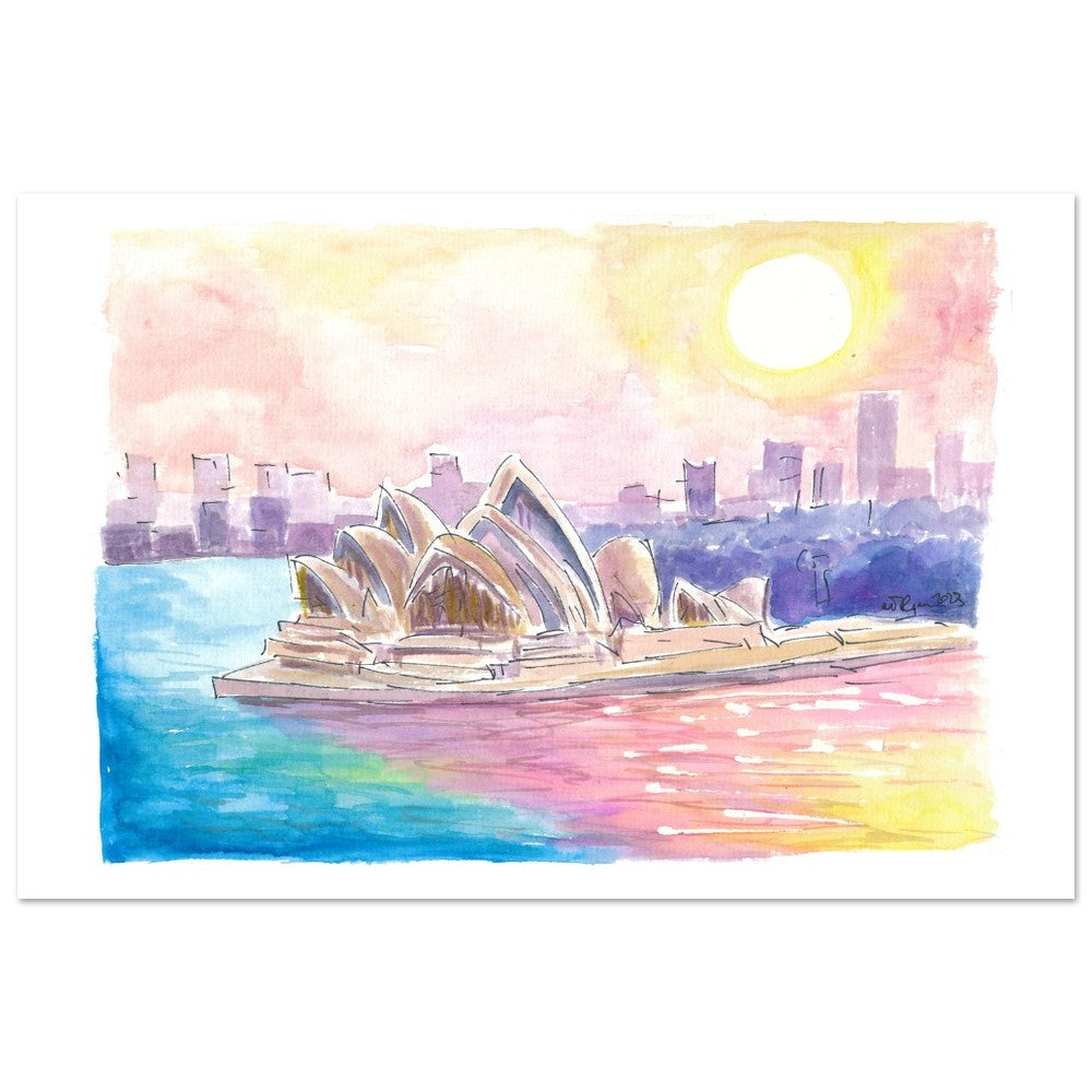Sydney Australia Sunset with Opera and Downtown - Limited Edition Fine Art Print -