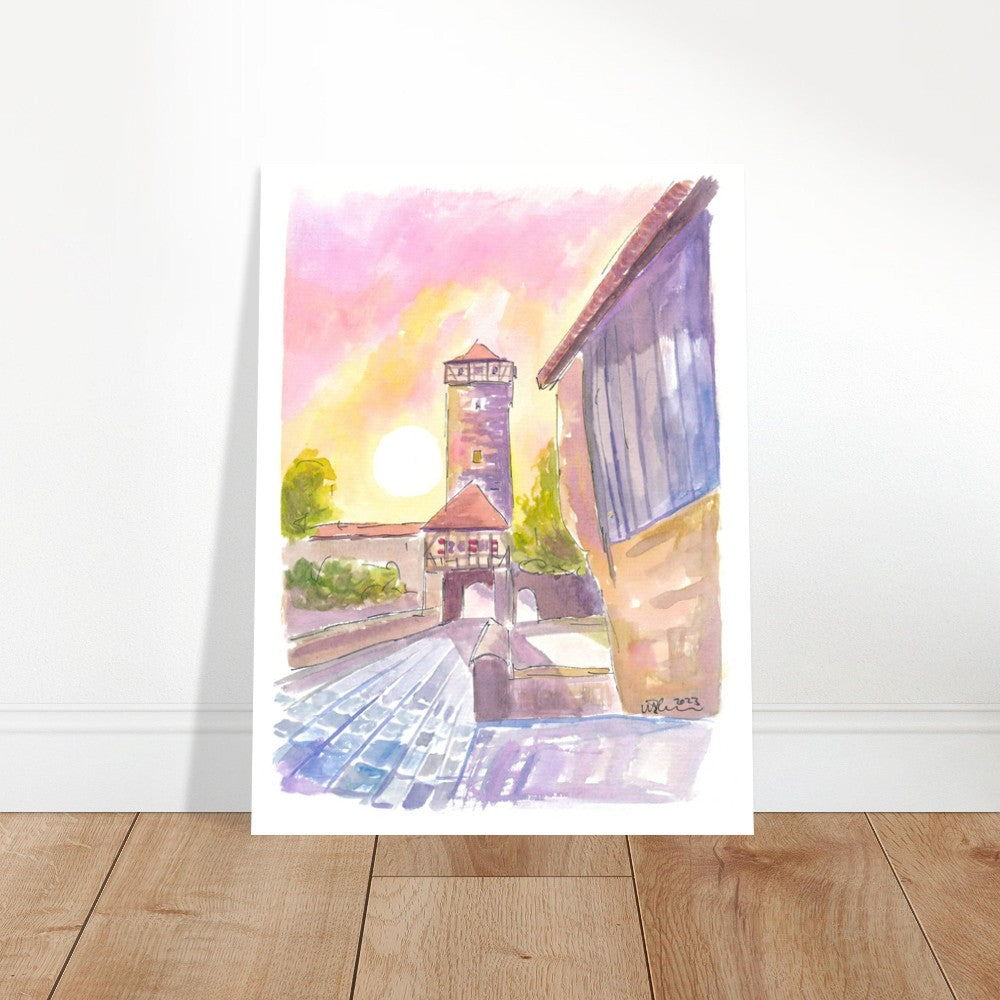Röder Gate Rothenburg ob der Tauber at Sunset - Limited Edition Fine Art Print - Original Painting available