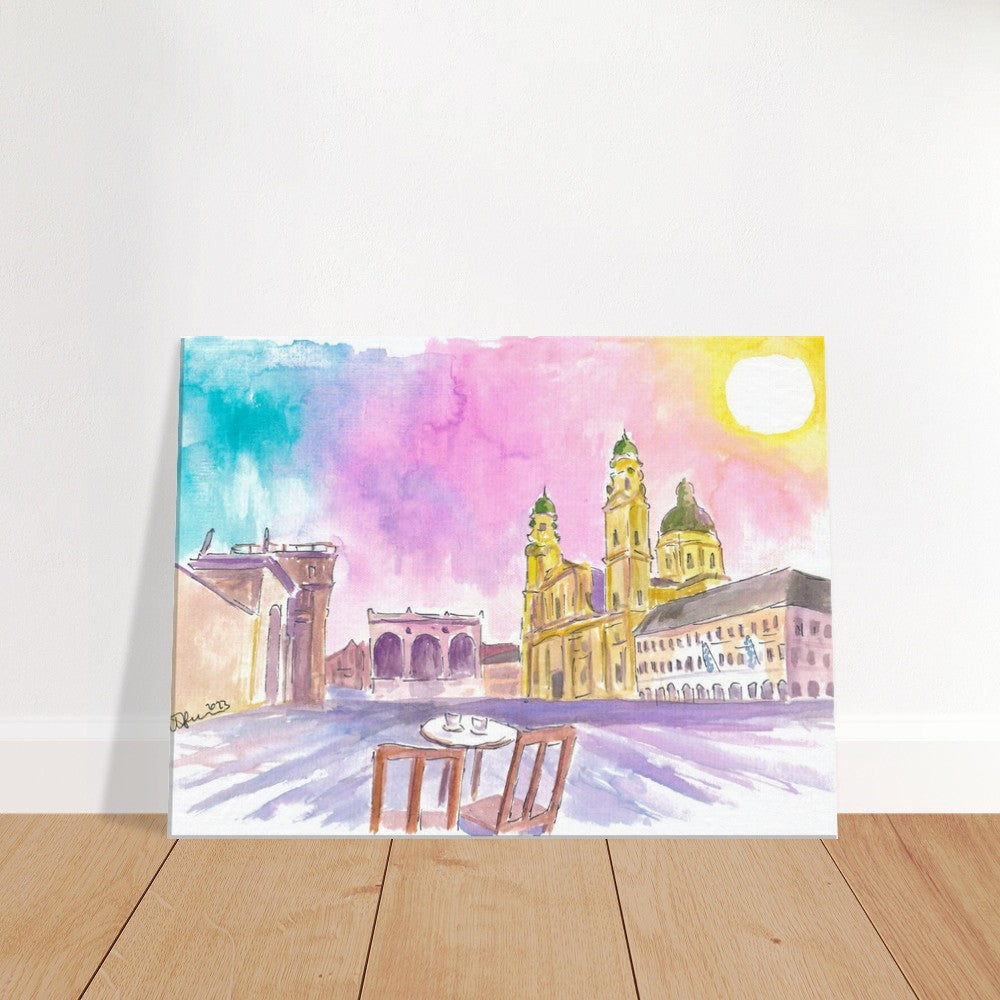 Munich Odeon Square Coffee and Rainbow Sunset - Limited Edition Fine Art Print -
