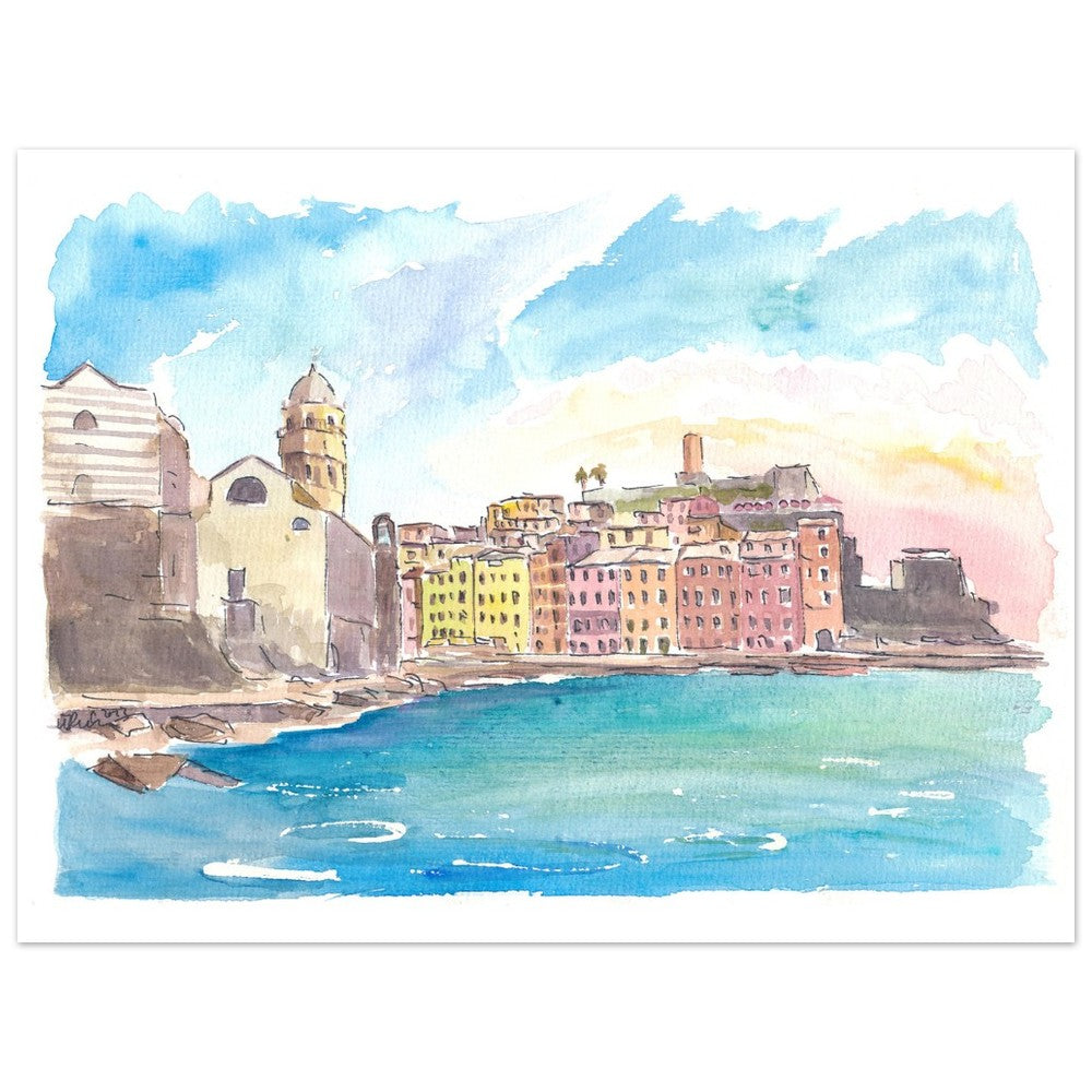 Vernazza 5 Terre View of Bay, Castle and Santa Margherita di Antiochia