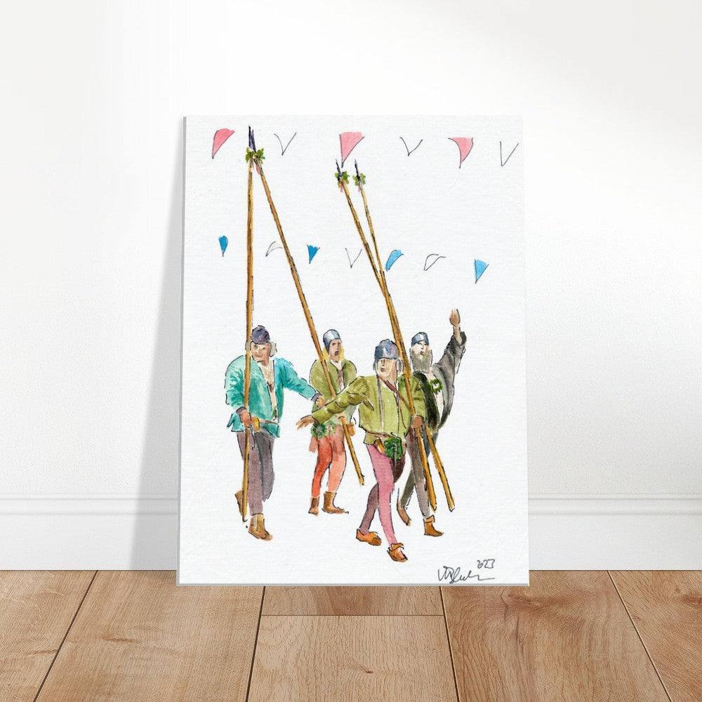 Traveling Mercenaries singing in Landshut Wedding Procession - Limited Edition Fine Art Print - Original Painting available