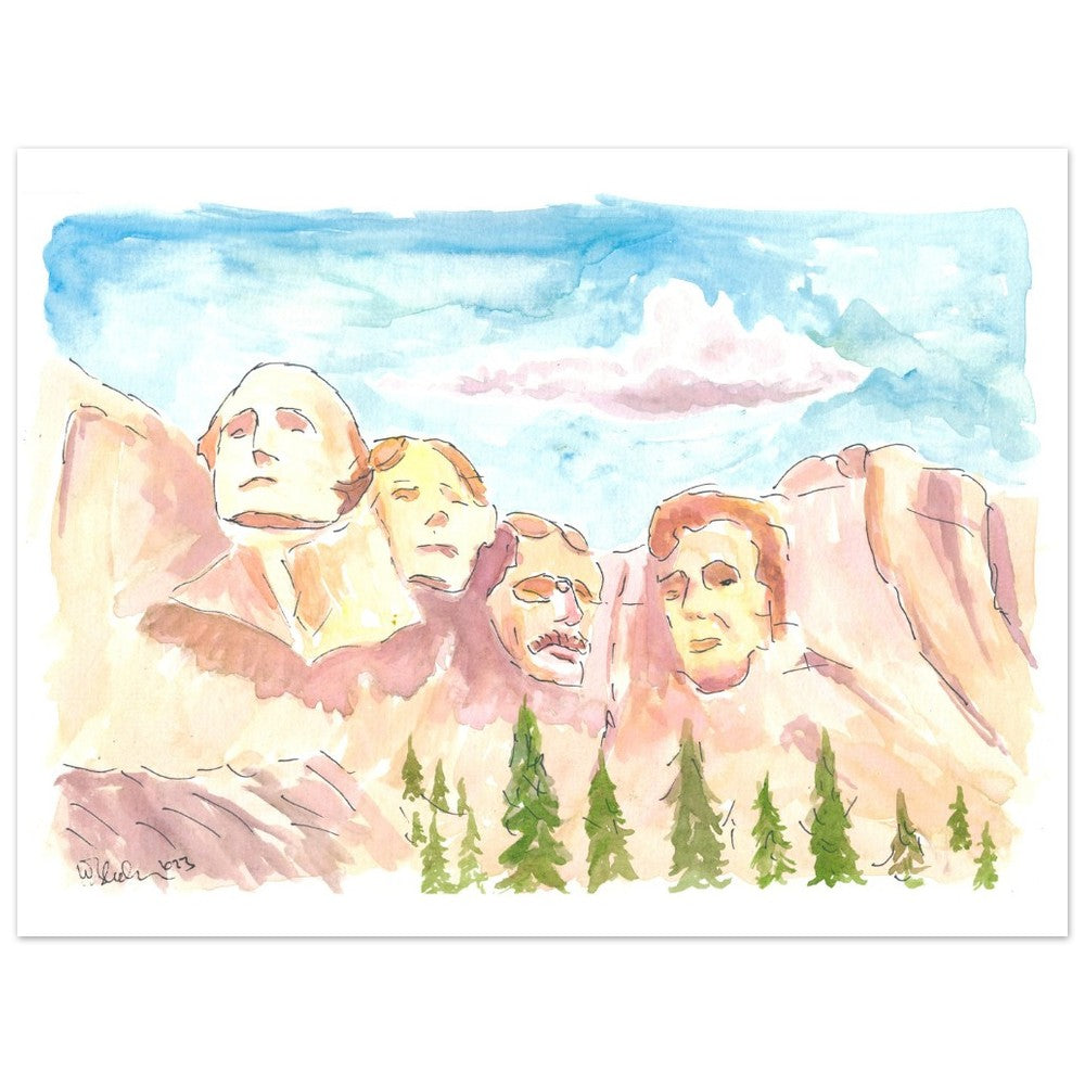 Mount Rushmore in South Dakota in Bright Sunlight - Limited Edition Fine Art Print - Original Painting available