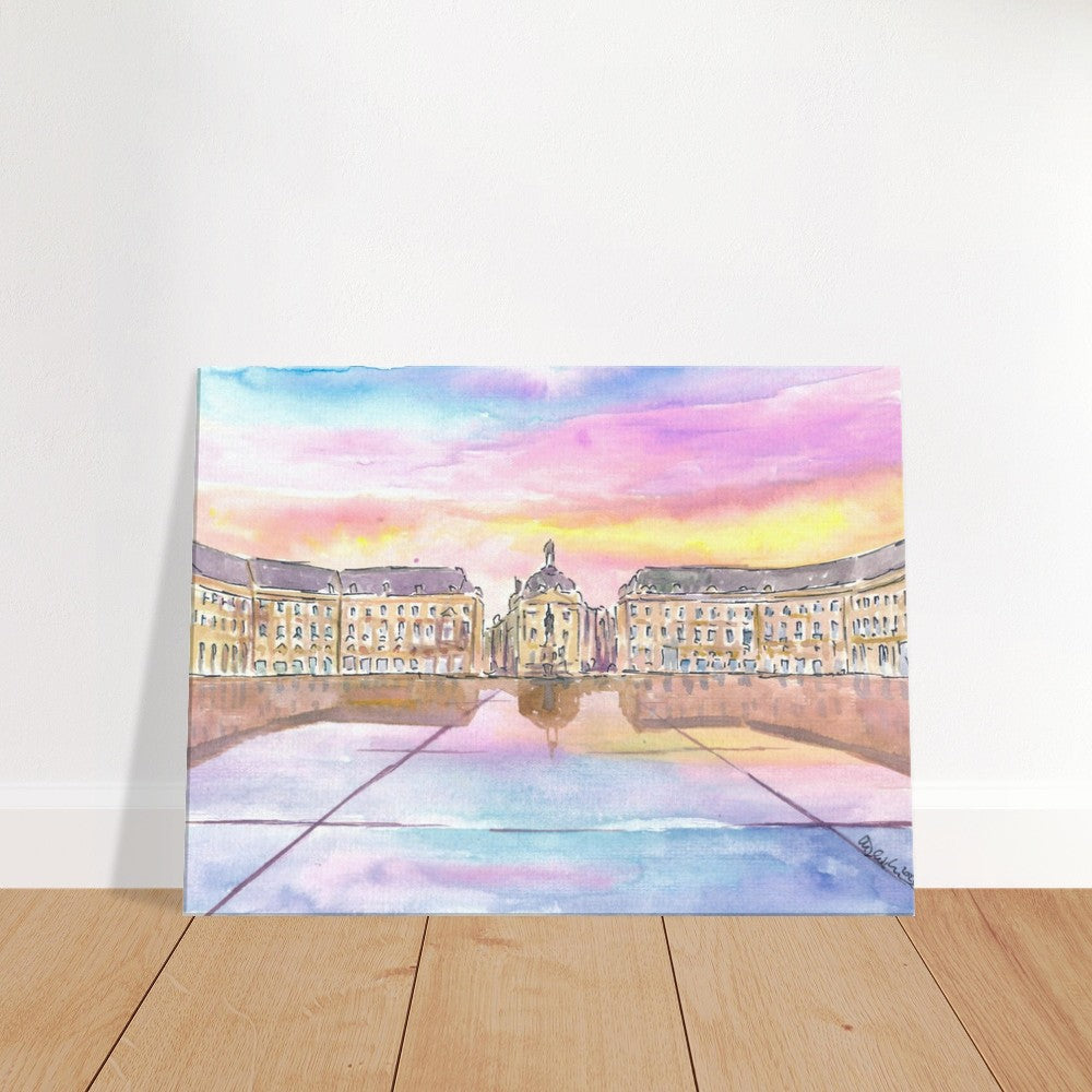 Bordeaux France Mirror View of Place de la Bourse - Limited Edition Fine Art Print - Original Painting available