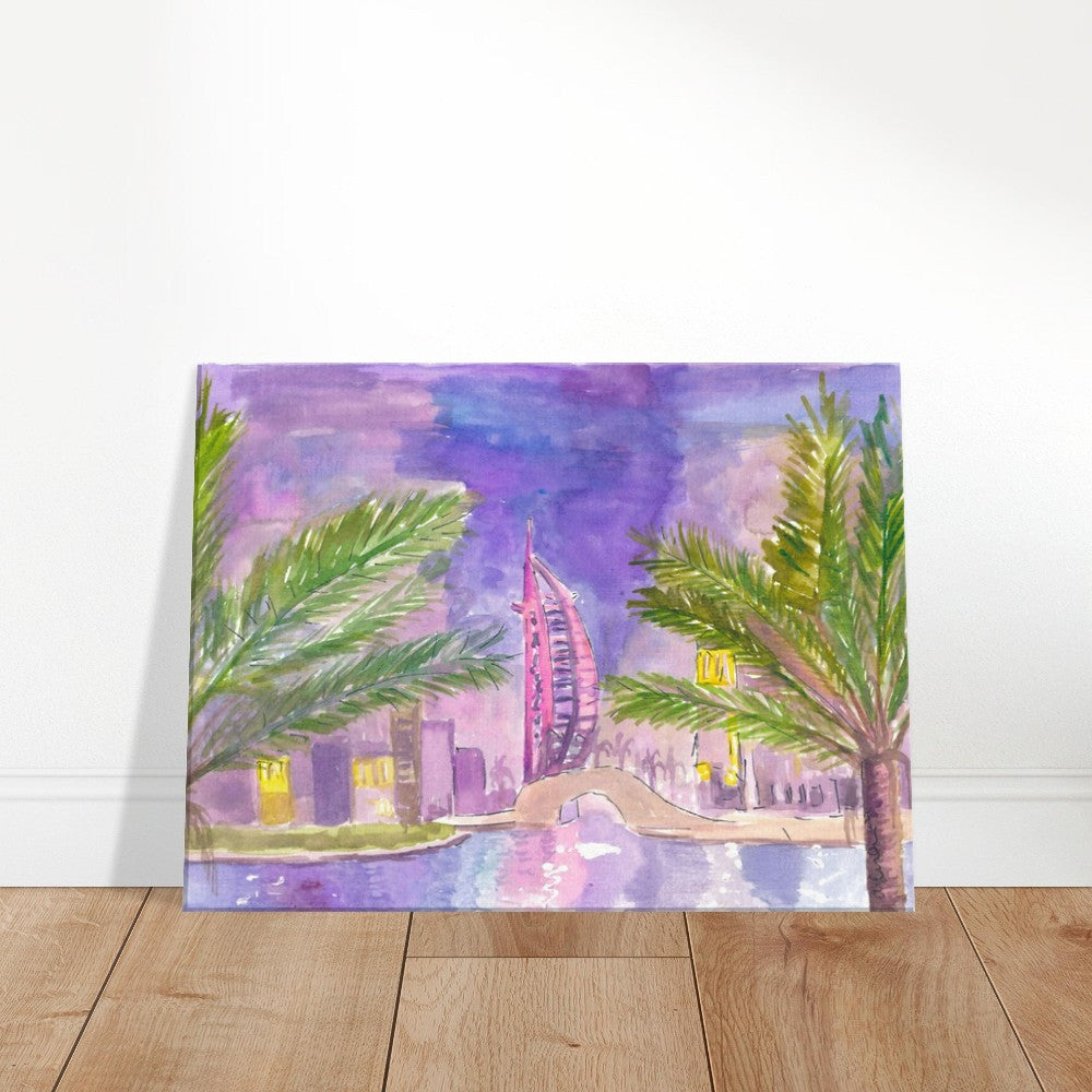 Burj Arab Dubai Illuminated at Night - Limited Edition Fine Art Print - Original Painting available