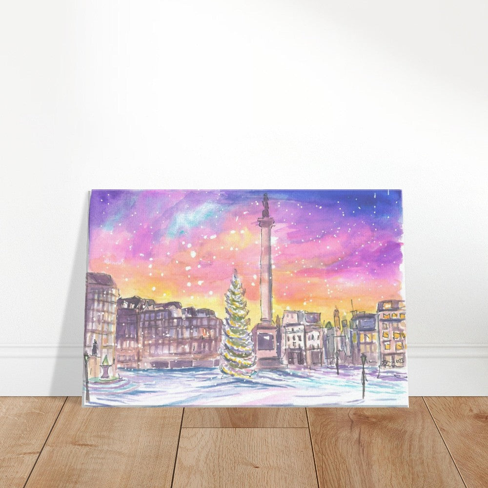 London Trafalgar Square Nelson with Snow at Night - Limited Edition Fine Art Print -