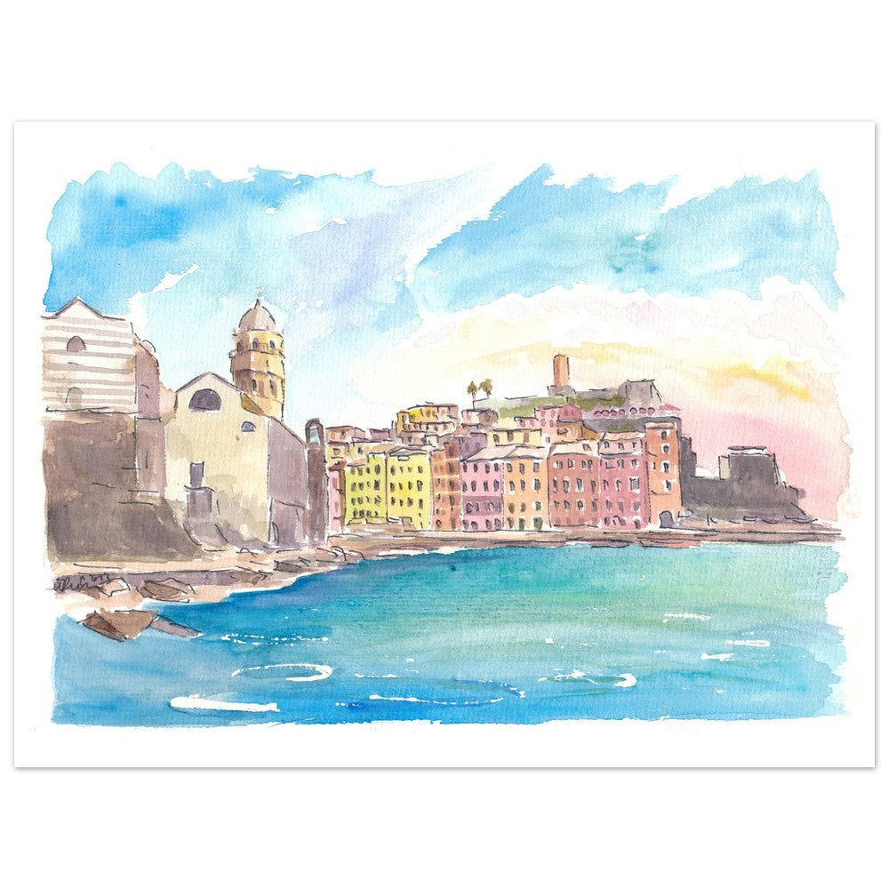 Vernazza 5 Terre View of Bay, Castle and Santa Margherita di Antiochia
