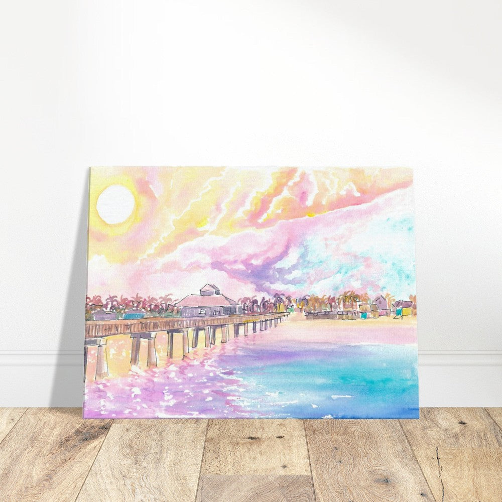 Romance in Fort Myers Florida with Fishing Pier in Sunset - Limited Edition Fine Art Print - Original Painting available