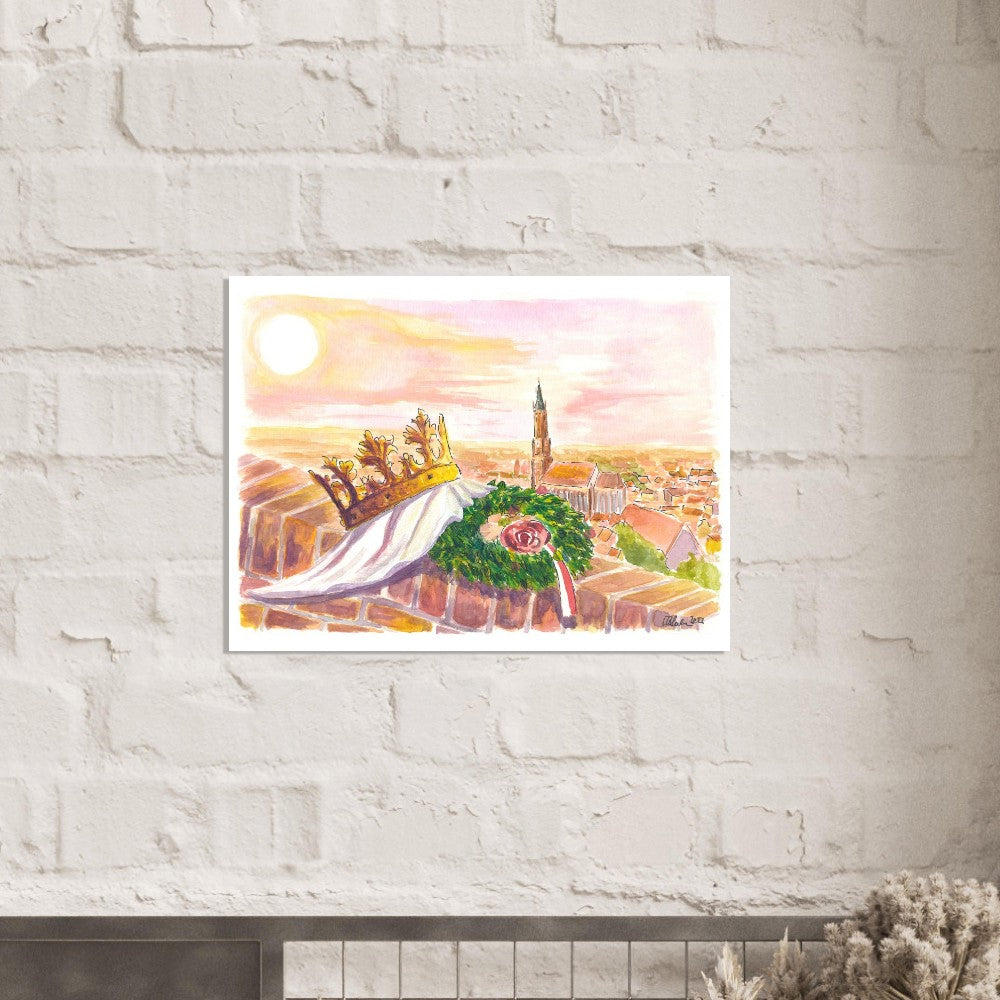 Hello and Servus Landshut with Buchskranzl and Crown of the Princess - Limited Edition Fine Art Print -
