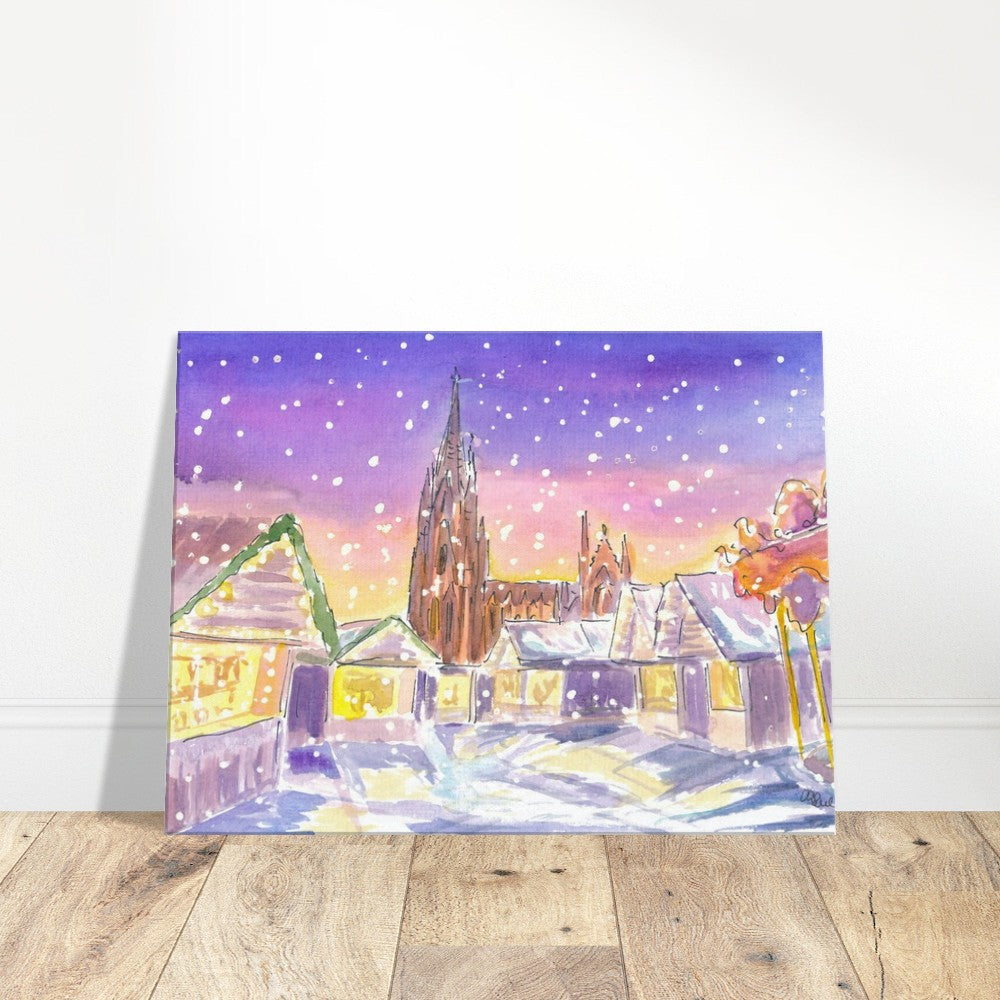 Cologne Germany Winter Scene with Cathedral and XMAS Market - Limited Edition Fine Art Print - Original Painting available