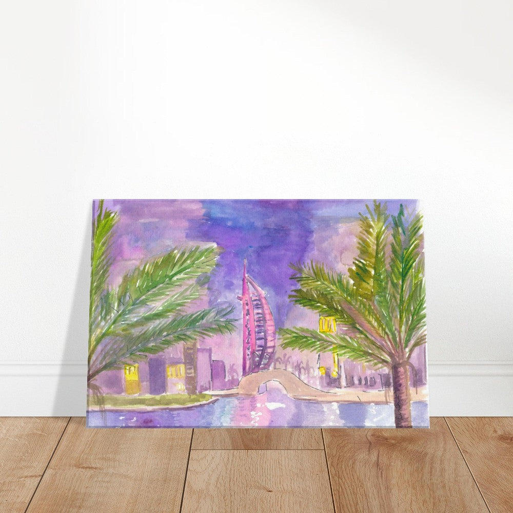 Burj Arab Dubai Illuminated at Night - Limited Edition Fine Art Print - Original Painting available