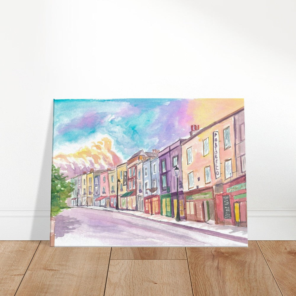 Colorful Portobello Road in Fancy Notting Hill London - Limited Edition Fine Art Print - Original Painting available