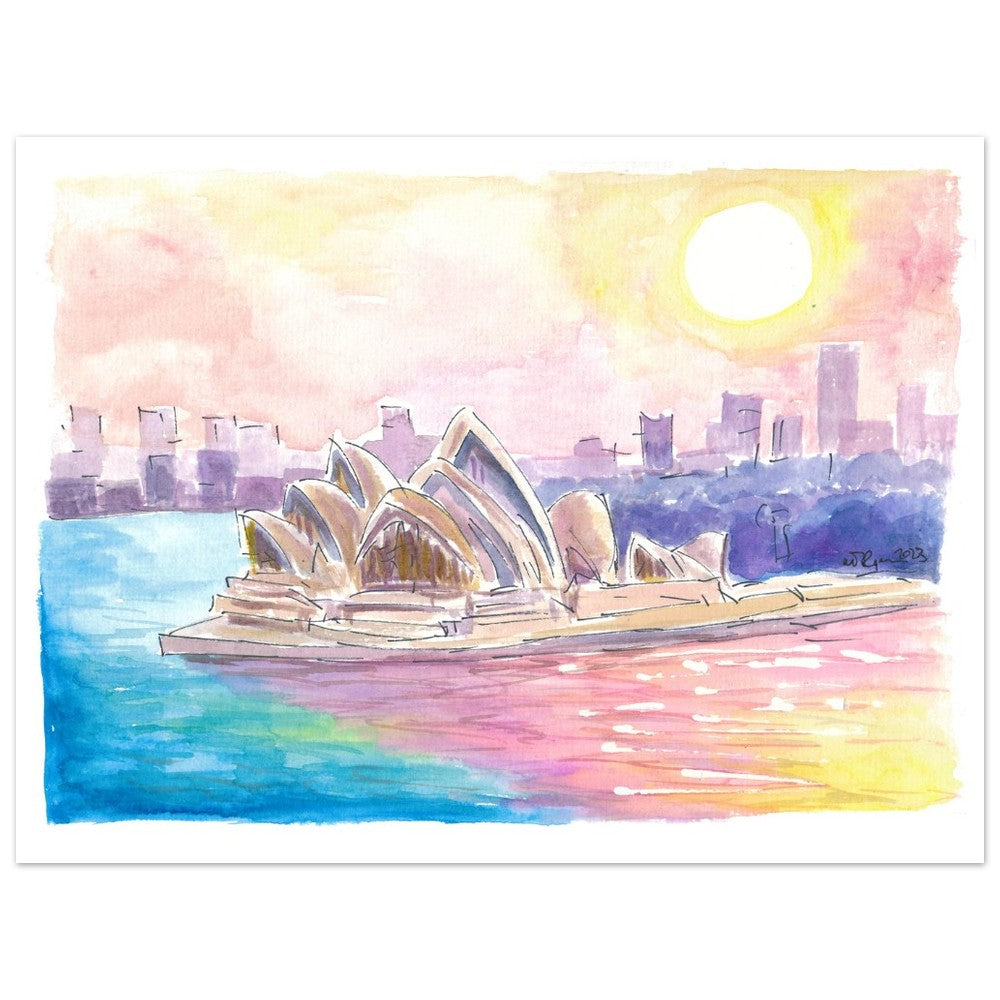 Sydney Australia Sunset with Opera and Downtown - Limited Edition Fine Art Print -