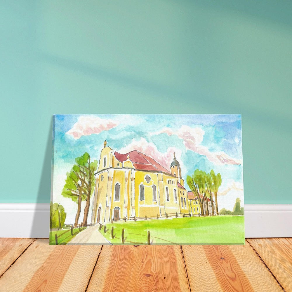 View of the famous Wieskirche and place of pilgrimage in Bavaria - Limited Edition Fine Art Print - Original Painting available
