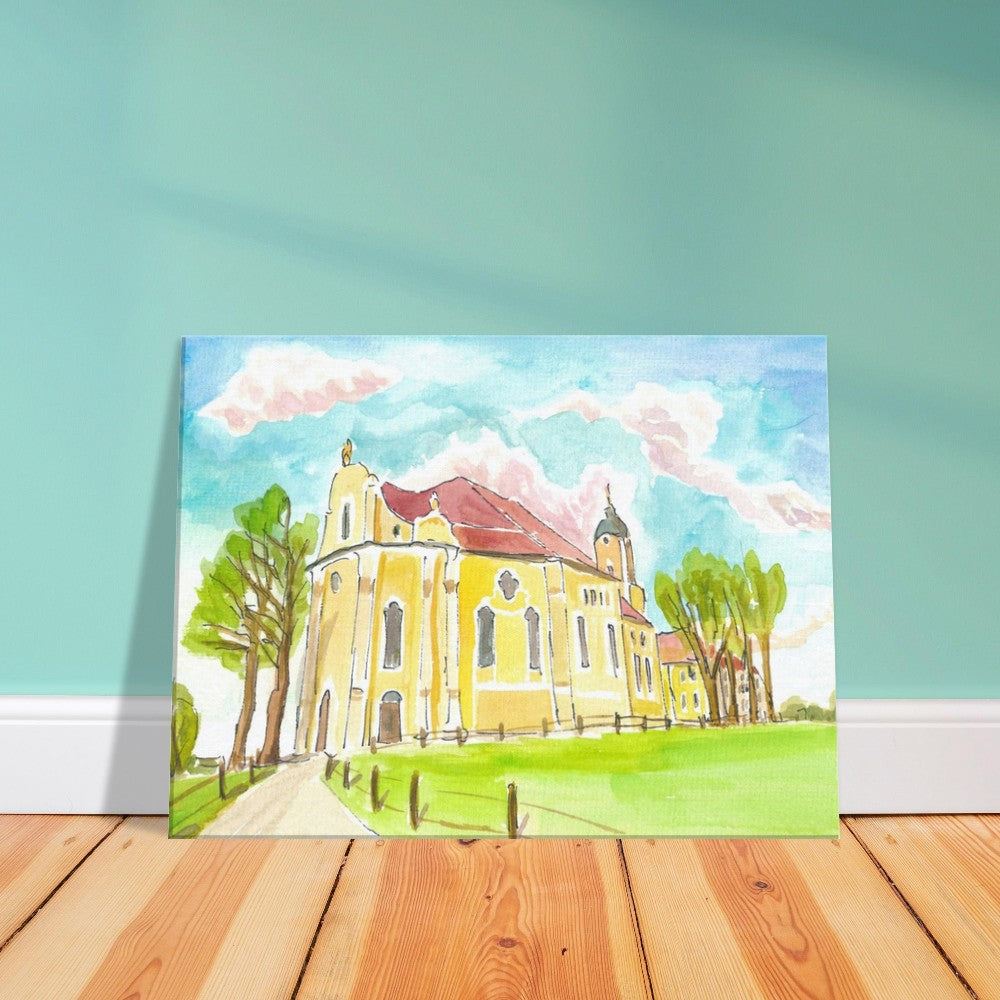 View of the famous Wieskirche and place of pilgrimage in Bavaria - Limited Edition Fine Art Print - Original Painting available