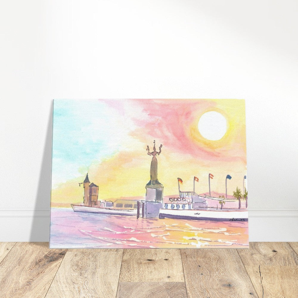 Constance Germany with Lakeview from Port with Imperia Statue - Limited Edition Fine Art Print - Original Painting available