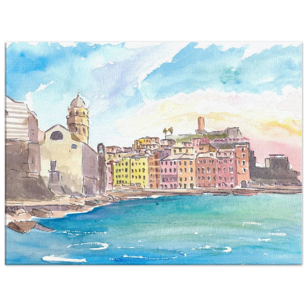 Vernazza 5 Terre View of Bay, Castle and Santa Margherita di Antiochia