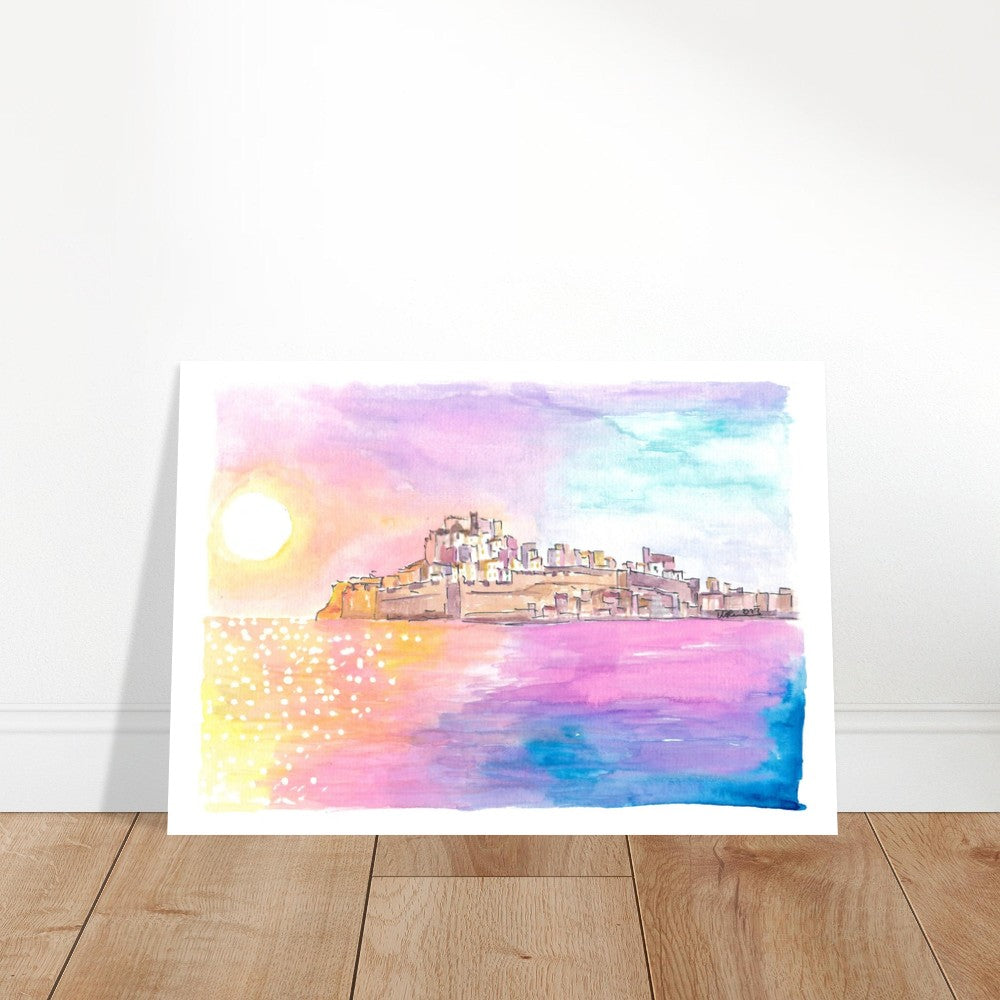 Peniscola Spain Pearl of Costa del Azahar with Old Town - Limited Edition Fine Art Print - Original Painting available
