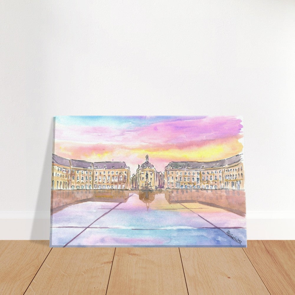 Bordeaux France Mirror View of Place de la Bourse - Limited Edition Fine Art Print - Original Painting available