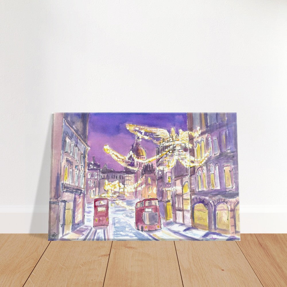 Nightly London England Streets in Winter Romance Scene - Limited Edition Fine Art Print -