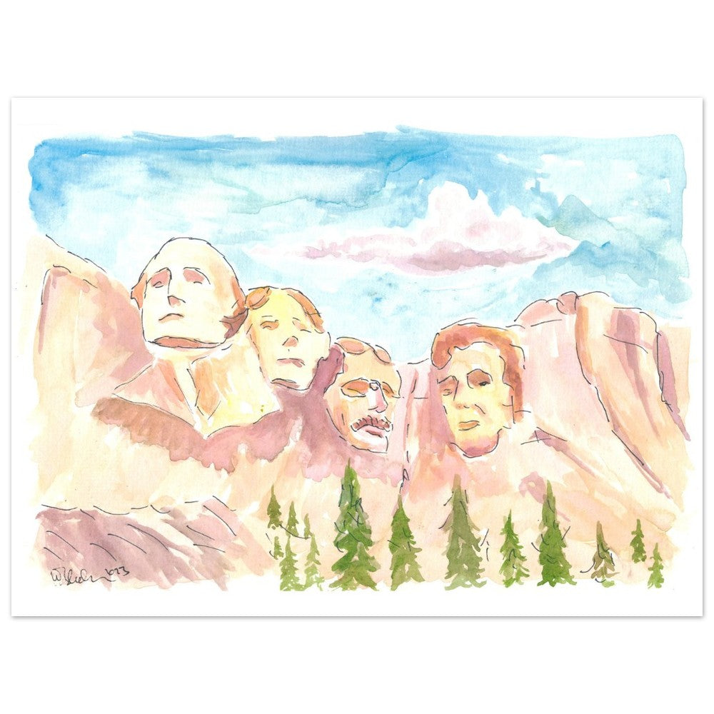 Mount Rushmore in South Dakota in Bright Sunlight - Limited Edition Fine Art Print - Original Painting available