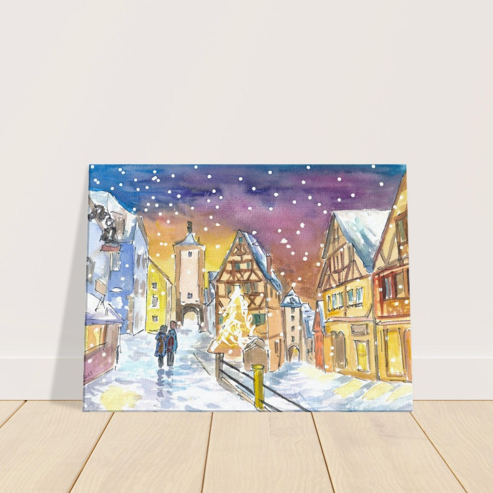 Rothenburg Tauber Winter Wonderland Walks at Night - Limited Edition Fine Art Print - Original Painting available