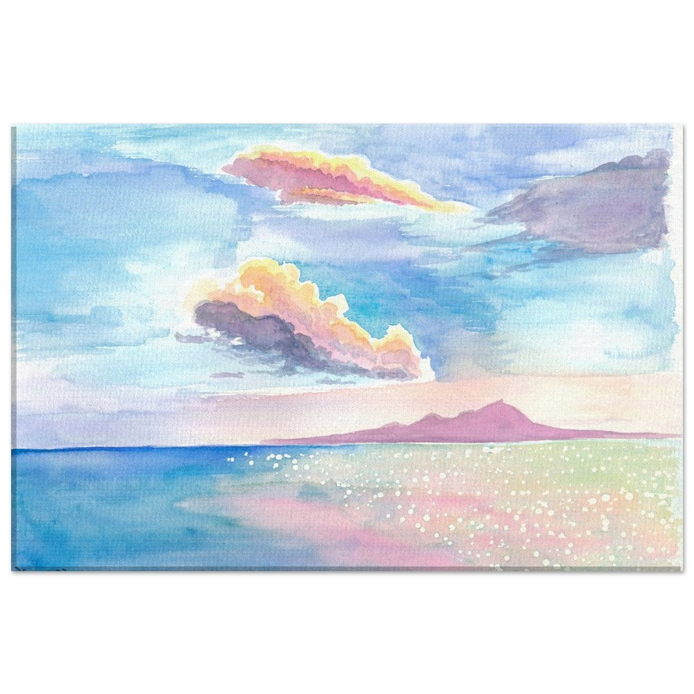 Tenerife Canary Islands with Teide Silhouette from Sea - Limited Edition Fine Art Print - Original Painting available