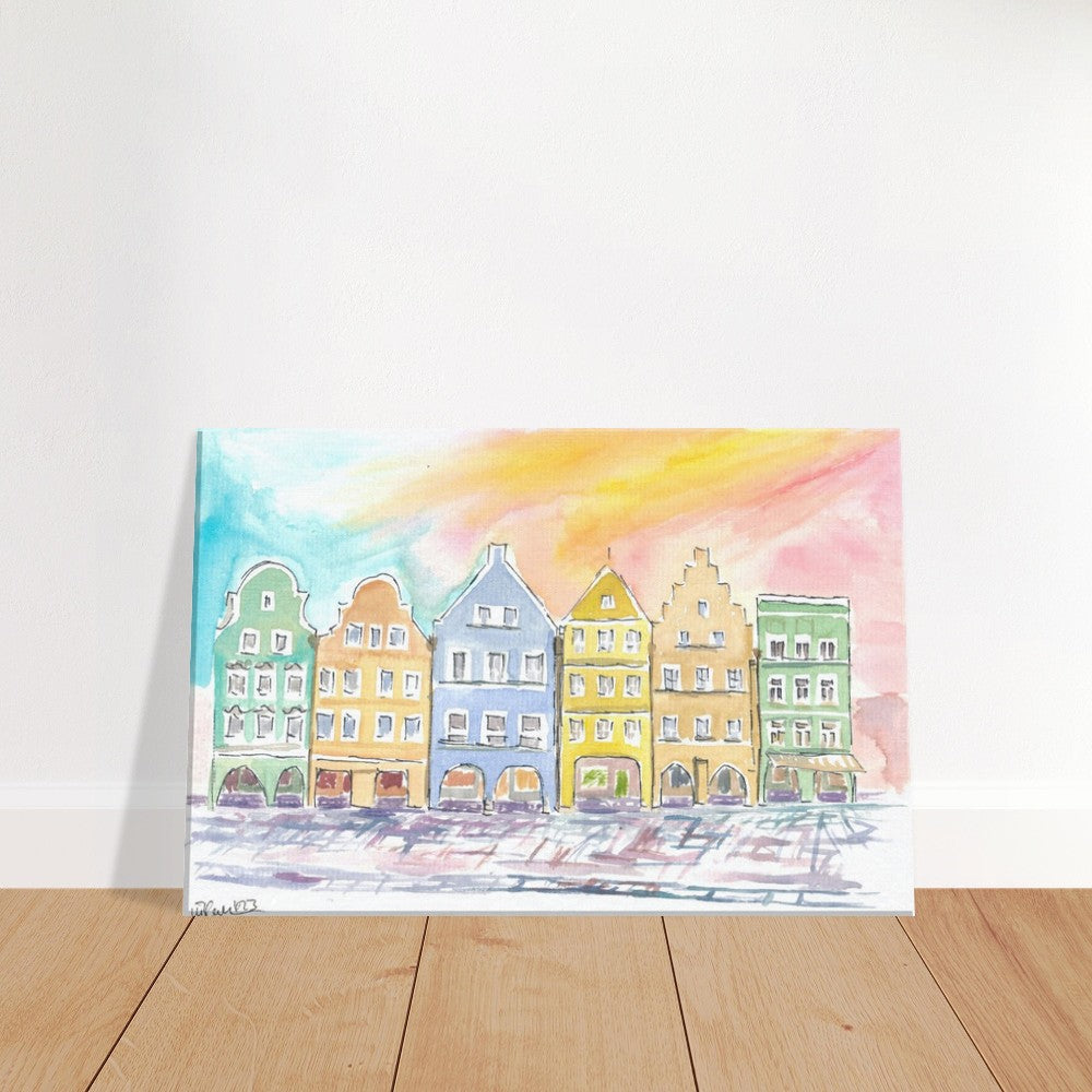 Typical Bavarian Colorful Gothic Old Town Houses - Limited Edition Fine Art Print - Original Painting available