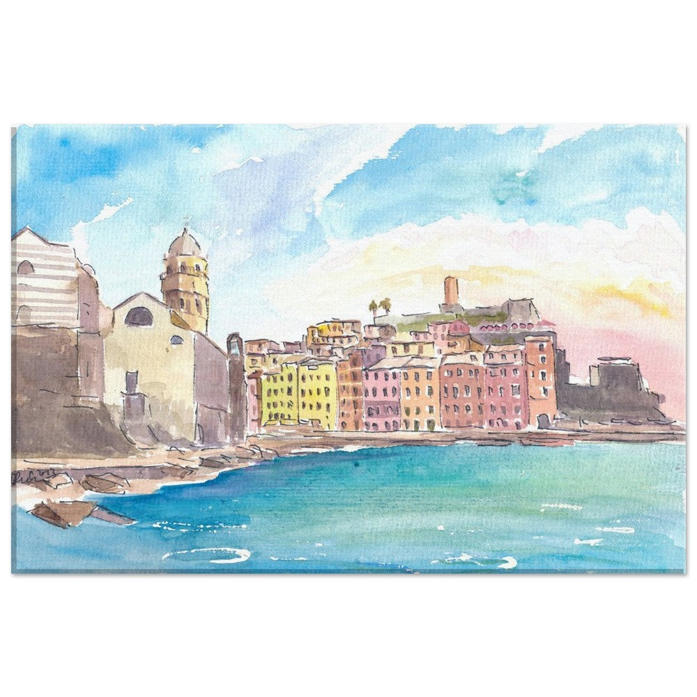 Vernazza 5 Terre View of Bay, Castle and Santa Margherita di Antiochia