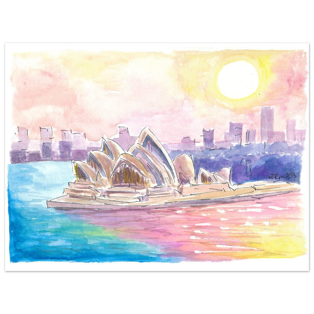 Sydney Australia Sunset with Opera and Downtown - Limited Edition Fine Art Print -