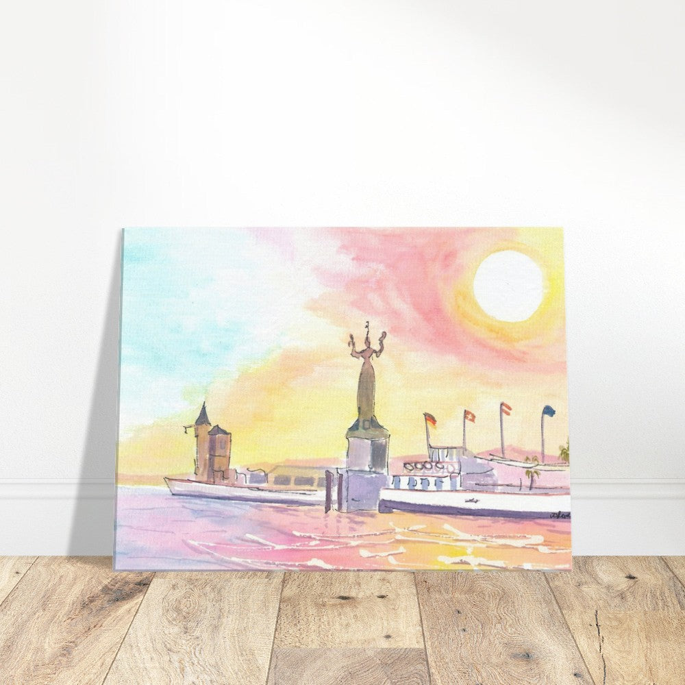 Constance Germany with Lakeview from Port with Imperia Statue - Limited Edition Fine Art Print - Original Painting available
