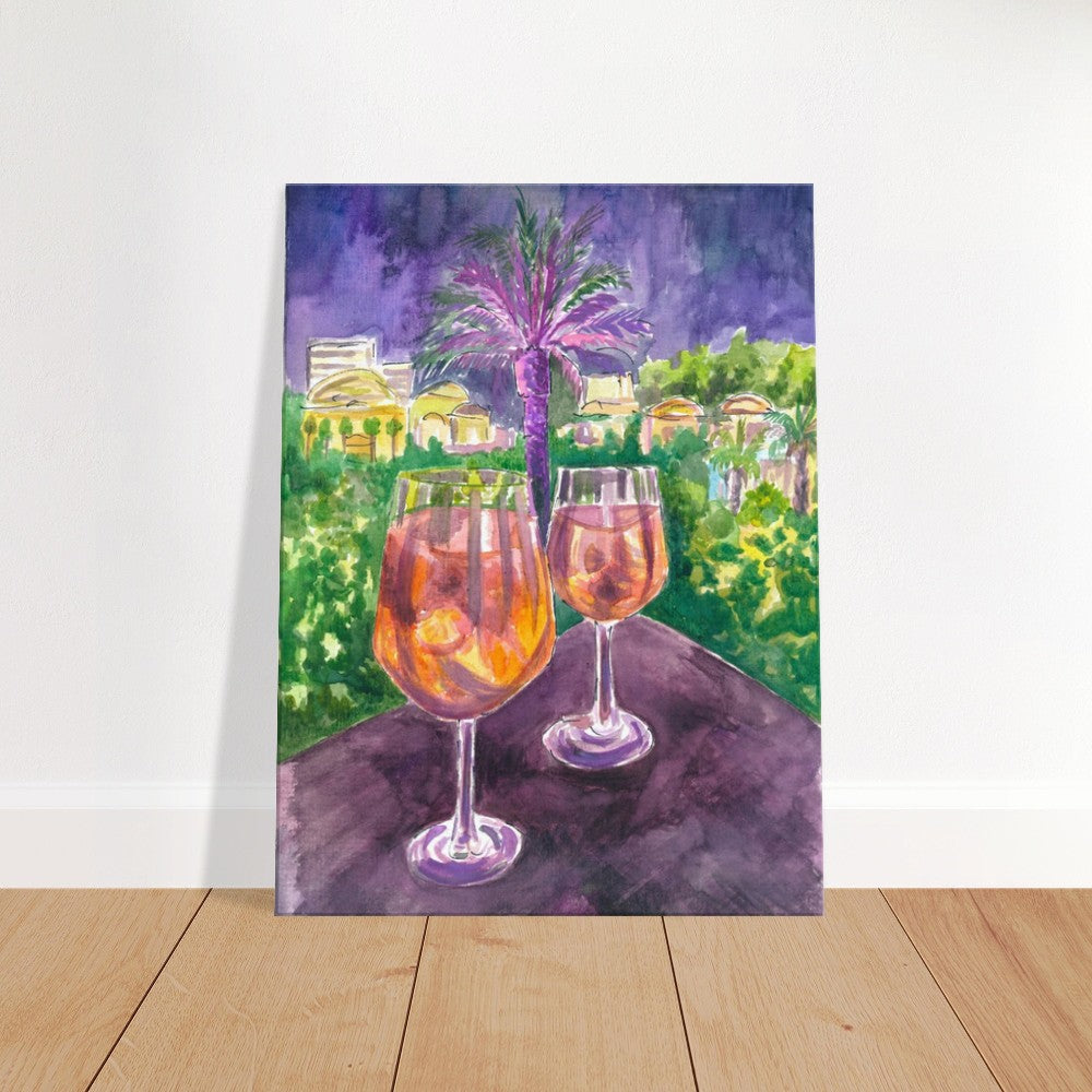 Still Life with Palms Scene of a Illuminated Garden Night - Limited Edition Fine Art Print - Original Painting available