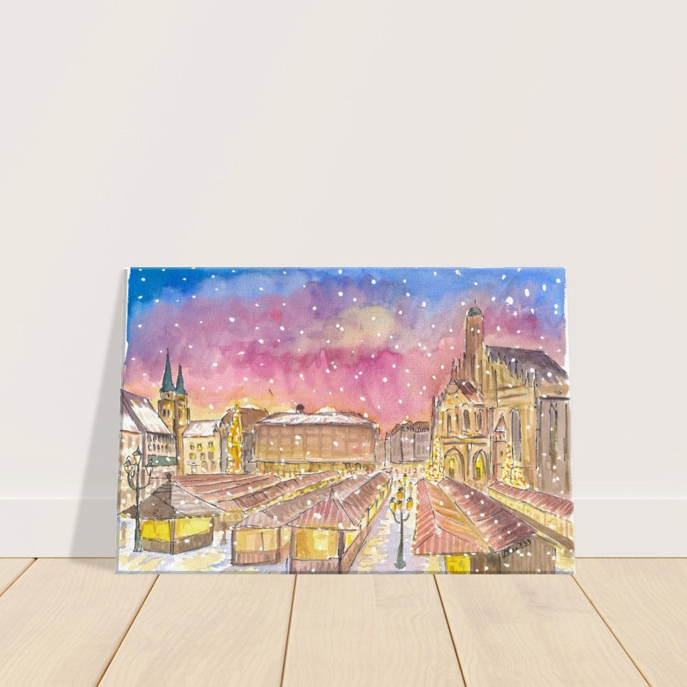 Christmas Market Nuremberg Germany Romantic Winter Night - Limited Edition Fine Art Print - Original Painting available