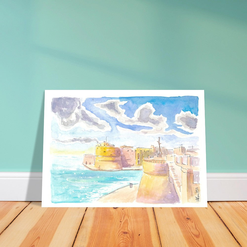 Seaview of Taranto Italy with Castello Aragonese - Limited Edition Fine Art Print - Original Painting available