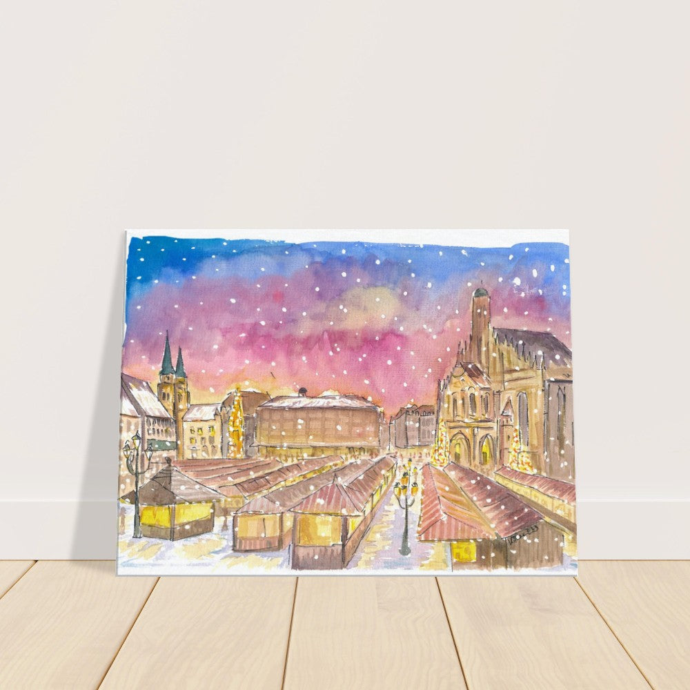 Christmas Market Nuremberg Germany Romantic Winter Night - Limited Edition Fine Art Print - Original Painting available