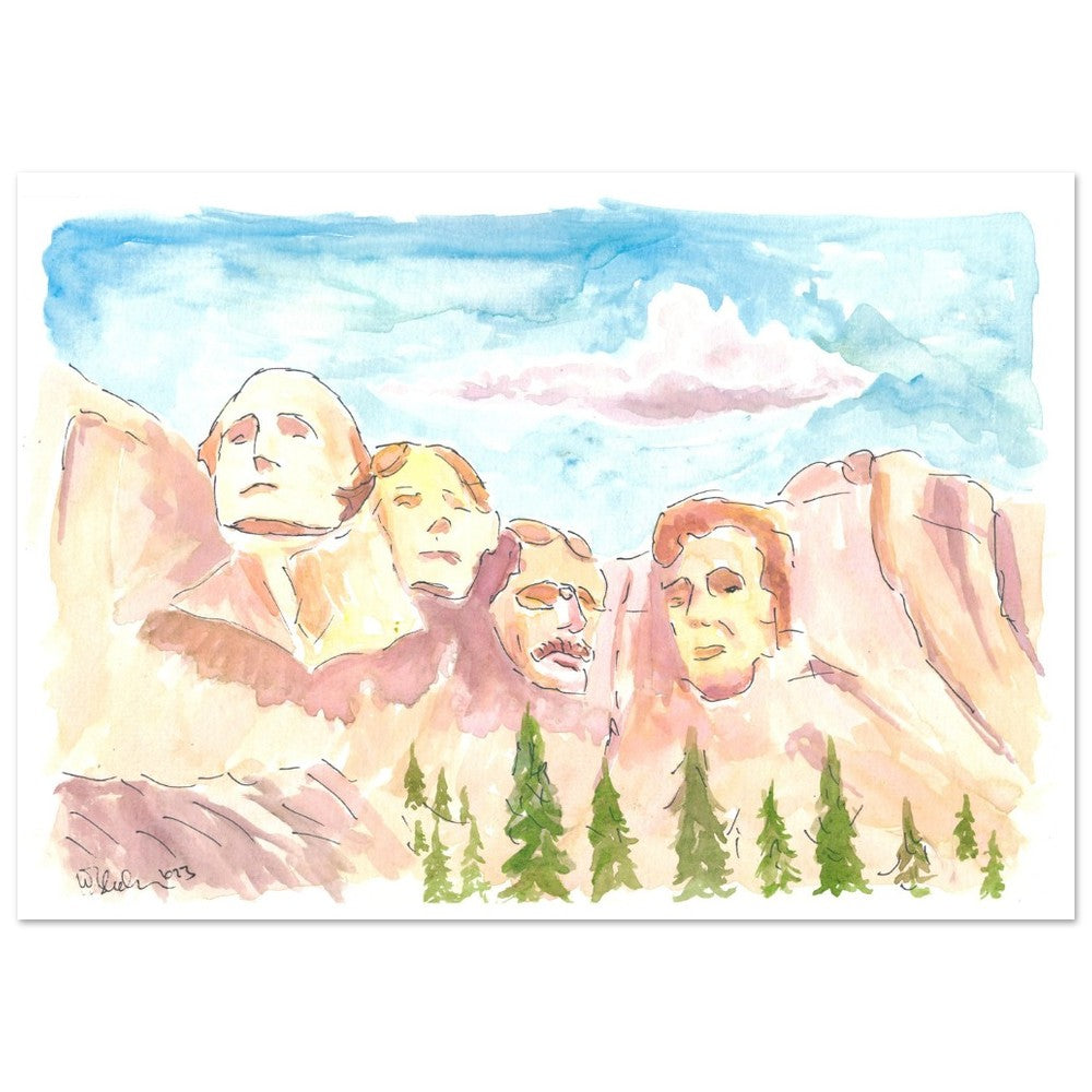 Mount Rushmore in South Dakota in Bright Sunlight - Limited Edition Fine Art Print - Original Painting available