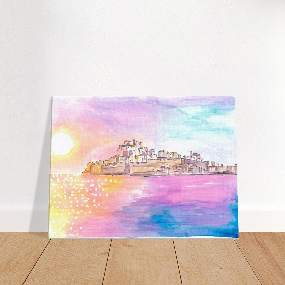 Peniscola Spain Pearl of Costa del Azahar with Old Town - Limited Edition Fine Art Print - Original Painting available