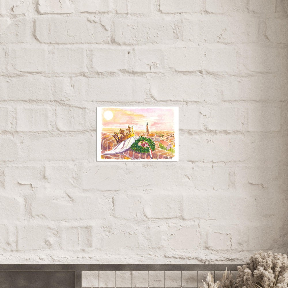 Hello and Servus Landshut with Buchskranzl and Crown of the Princess - Limited Edition Fine Art Print -