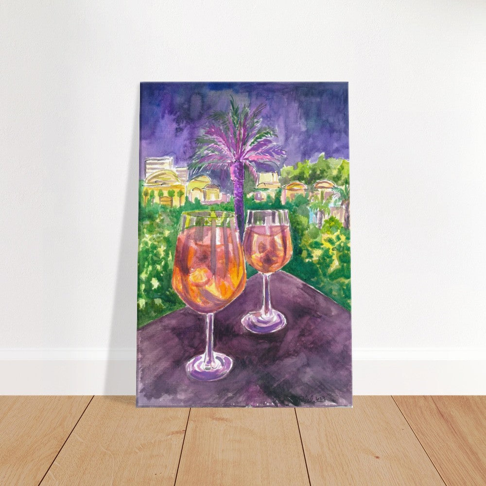 Still Life with Palms Scene of a Illuminated Garden Night - Limited Edition Fine Art Print - Original Painting available