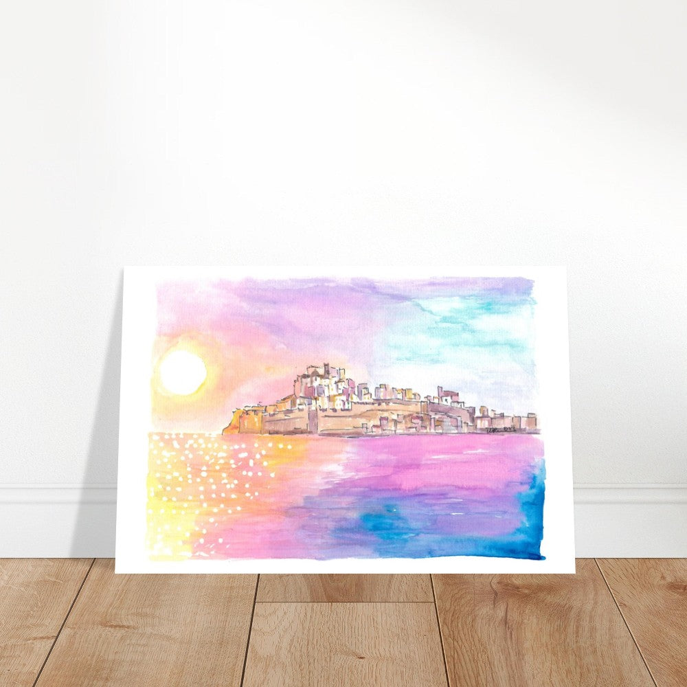 Peniscola Spain Pearl of Costa del Azahar with Old Town - Limited Edition Fine Art Print - Original Painting available