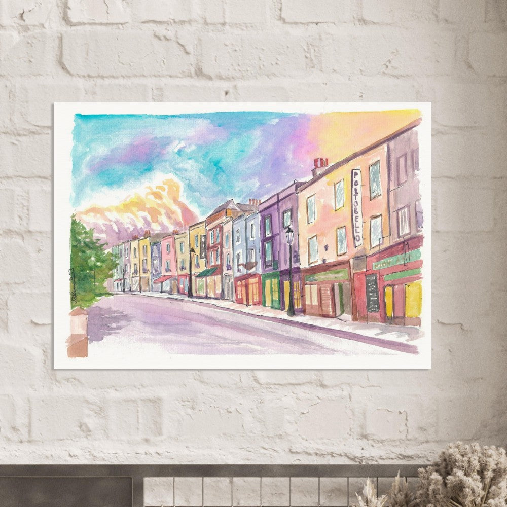 Colorful Portobello Road in Fancy Notting Hill London - Limited Edition Fine Art Print - Original Painting available