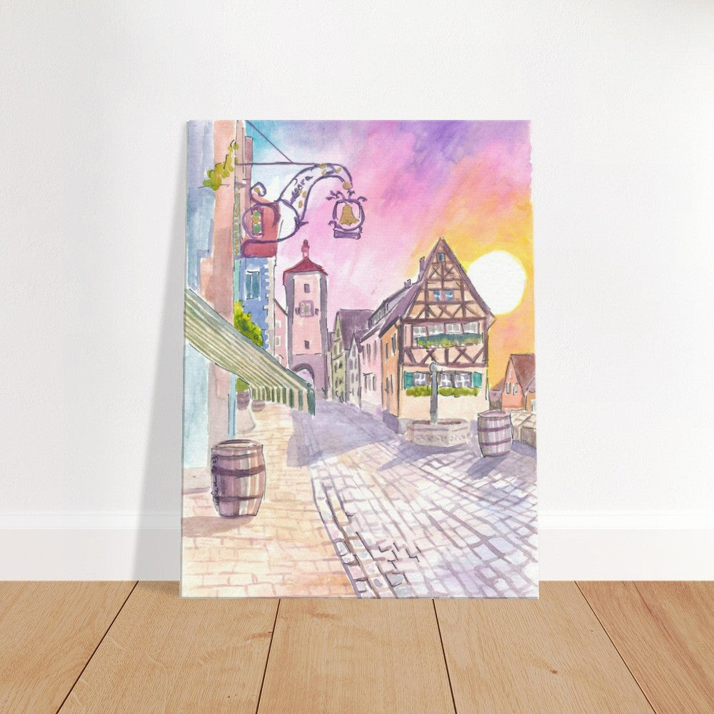 Rothenburg Tauber Famous Ploenlein Street Scene at Sunset - Limited Edition Fine Art Print - Original Painting available