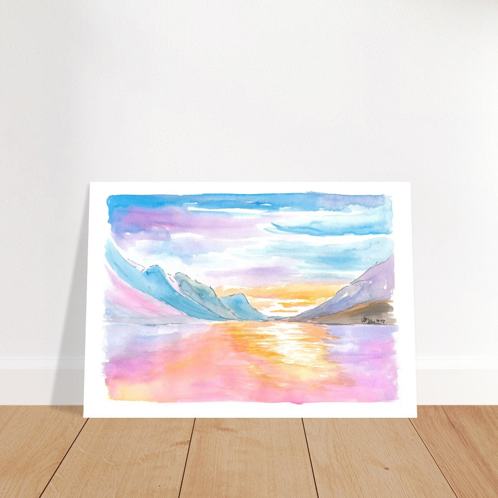 Glacier National Park View with Late Afternoon Sunlight - Limited Edition Fine Art Print - Original Painting available