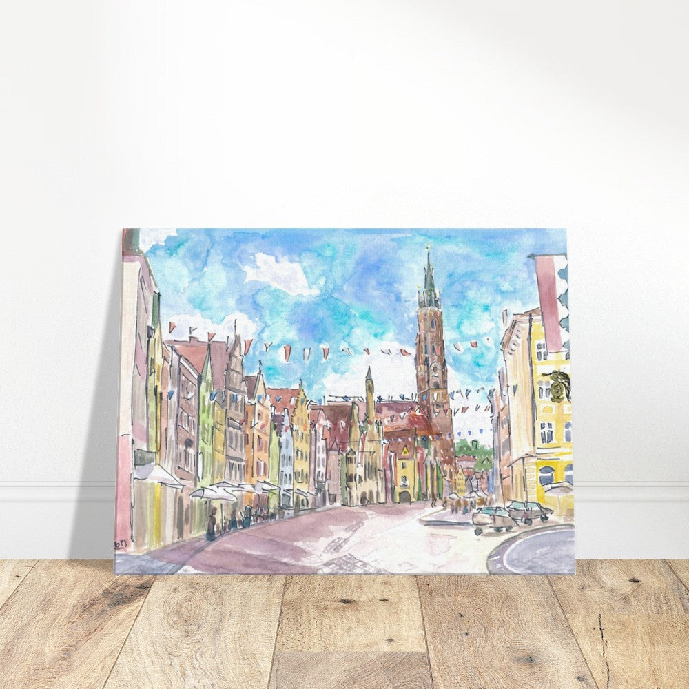 Landshut's old town ready for the LaHo after years of waiting - Limited Edition Fine Art Print - Original Painting available
